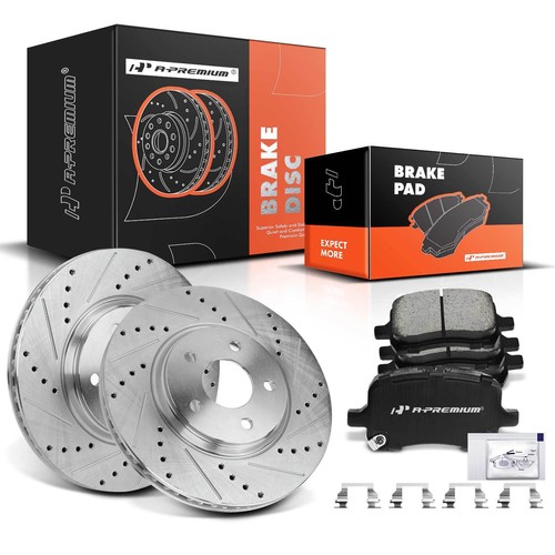 Drilled Rotors & Ceramic Brake Pads Front for Chevrolet Malibu 2004