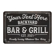 Personalized Backyard Bar and Grill Sign Patio Decor Porch Deck Pub 108120072001