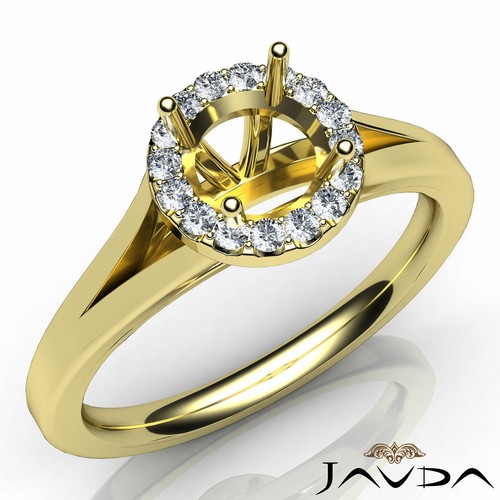 Round Semi Mount Diamond Engagement Halo Pave Setting Ring 18k White Gold 0.2Ctw - Picture 7 of 12