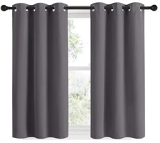 Grey Blackout Curtain Panels 48 inch Long Set of 2 for Bedroom Thermal Insulated
