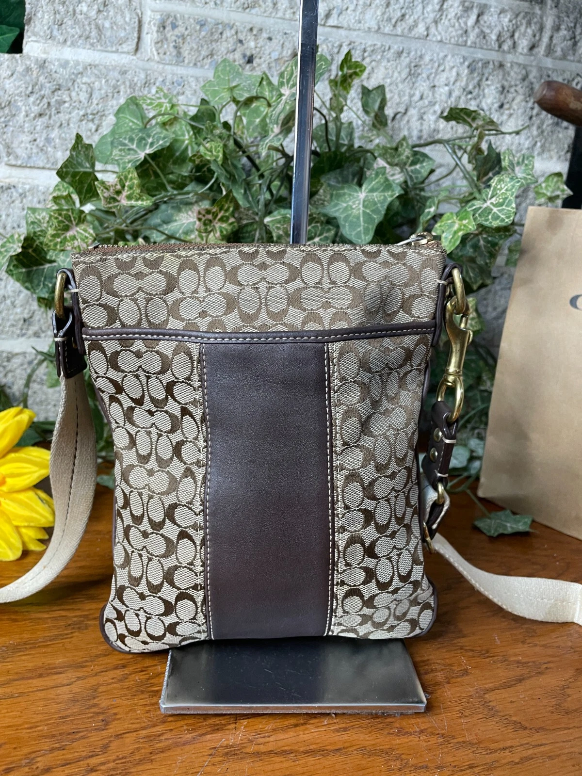 BORSA A TRACOLLA COACH SIGNATURE STRIPE SWINGPACK KAKI BORSA A TRACOLLA BORSETTA