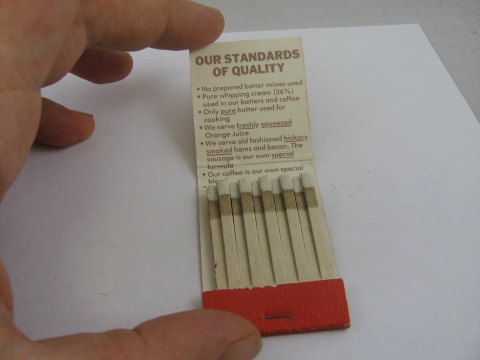 Vintage Matchbook Advertising The Original Pancake House Toledo Ohio