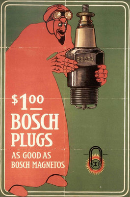 Vintage Bosch Spark Plugs Auto Advertising Poster Giclee Canvas