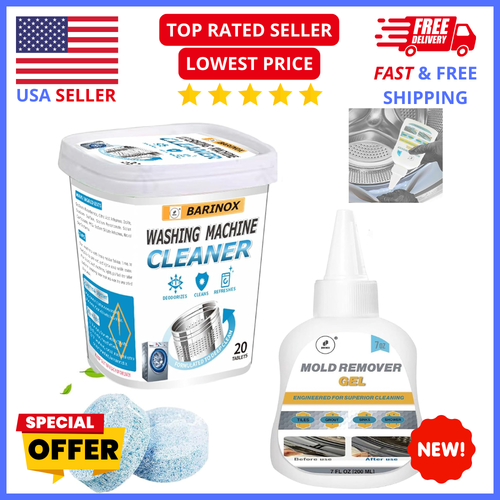 Washing Machine Cleaner 20 Pack + Mold Remover Gel - Deep Clean & Household Use