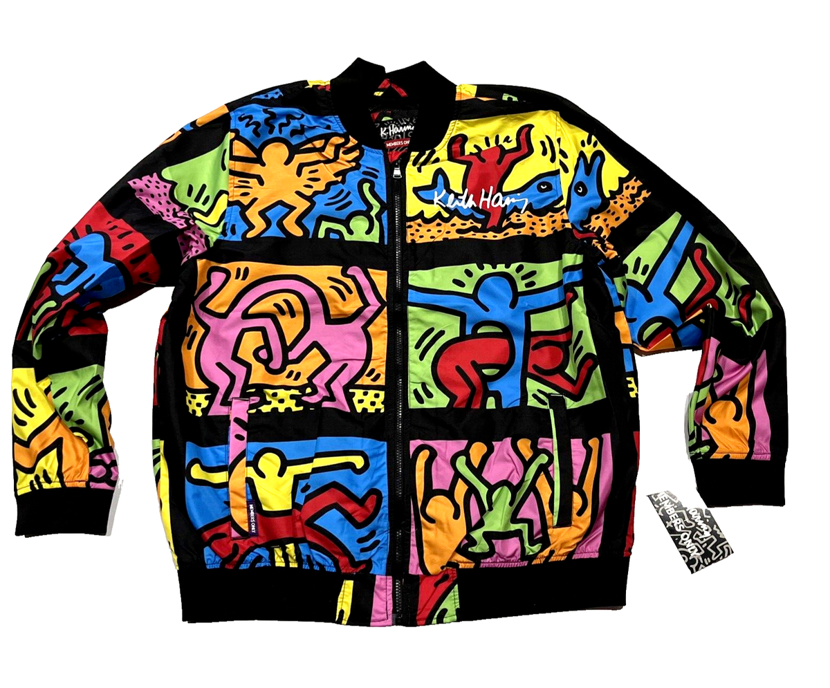 Members Only men's Keith Haring windbreaker Jacket -size