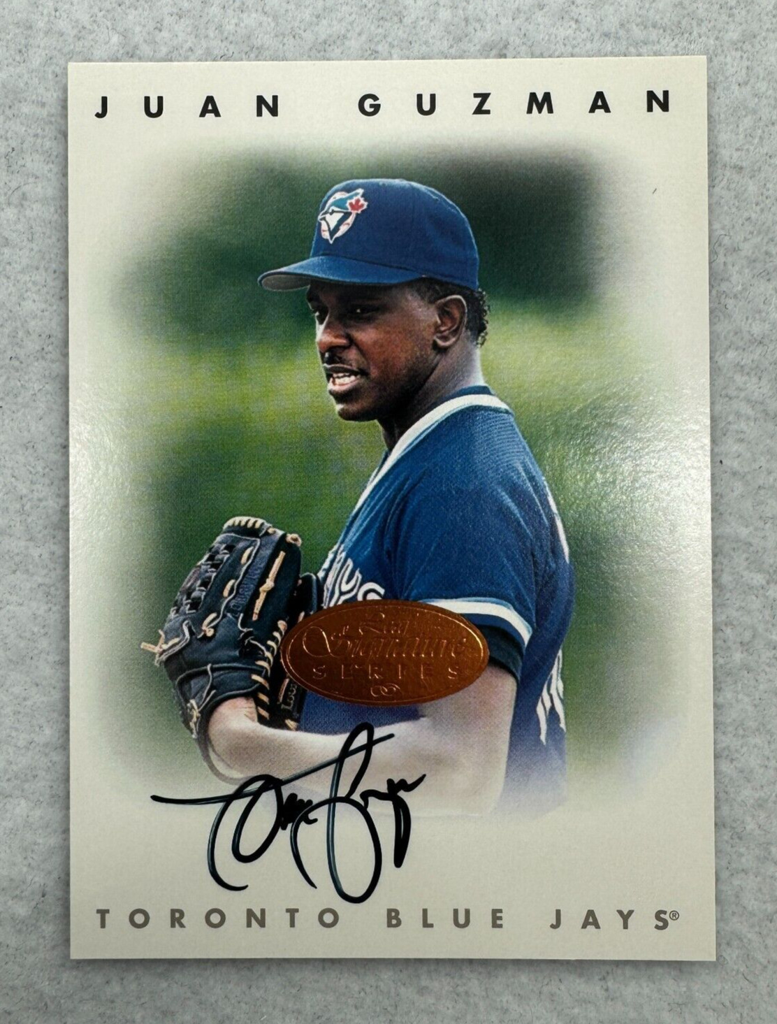 Juan Guzman Leaf Signature Series Bronze 1996 Autograph Toronto Blue Jays