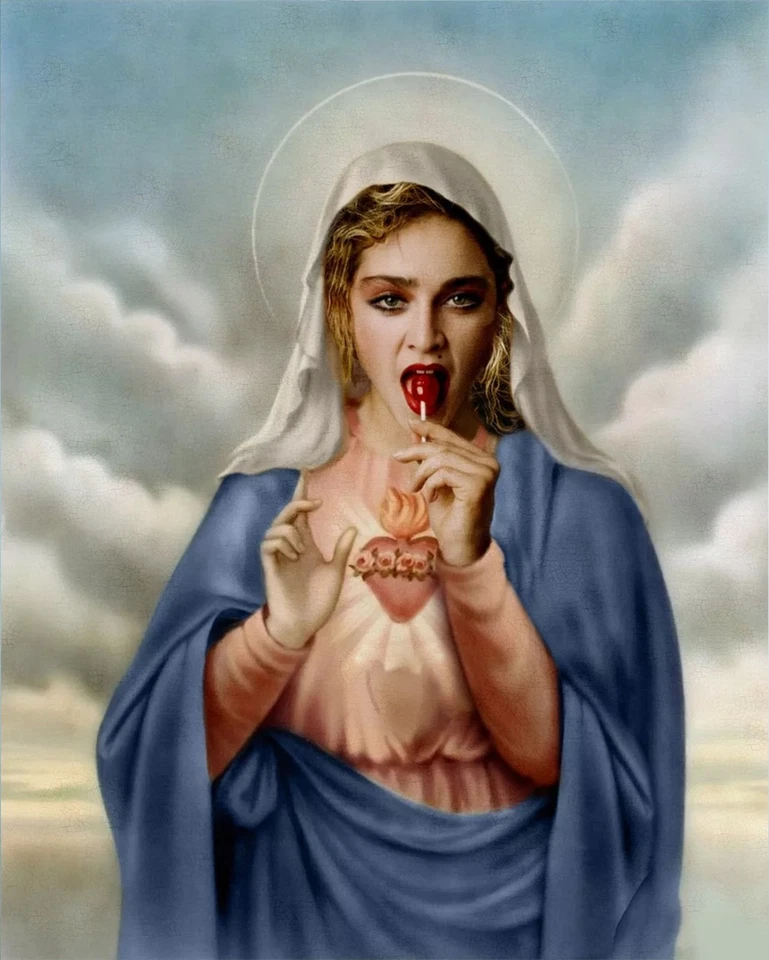 Conjunto Joyería Collar Colgante Santo Pop Religión Madonna Chupa Chups Dulce Foto 2 de 4