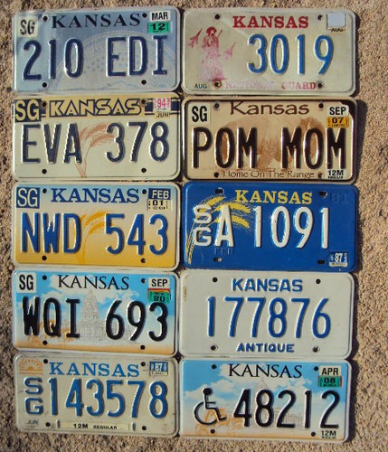 Kansas License Plate 10 Lot 10 Different Styles 1981-2012 Vanity Wheat Antique +