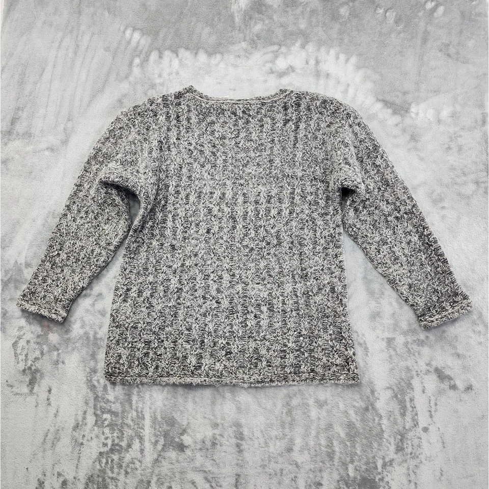 Suéter De Colección Katherine Bishop Mujer M Gris Seda Lana Mohair Grueso Tejido con Cable Foto 3 de 4