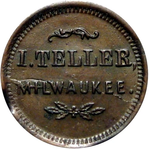 1863 Milwaukee Wisconsin Civil War Token I Teller Eagle
