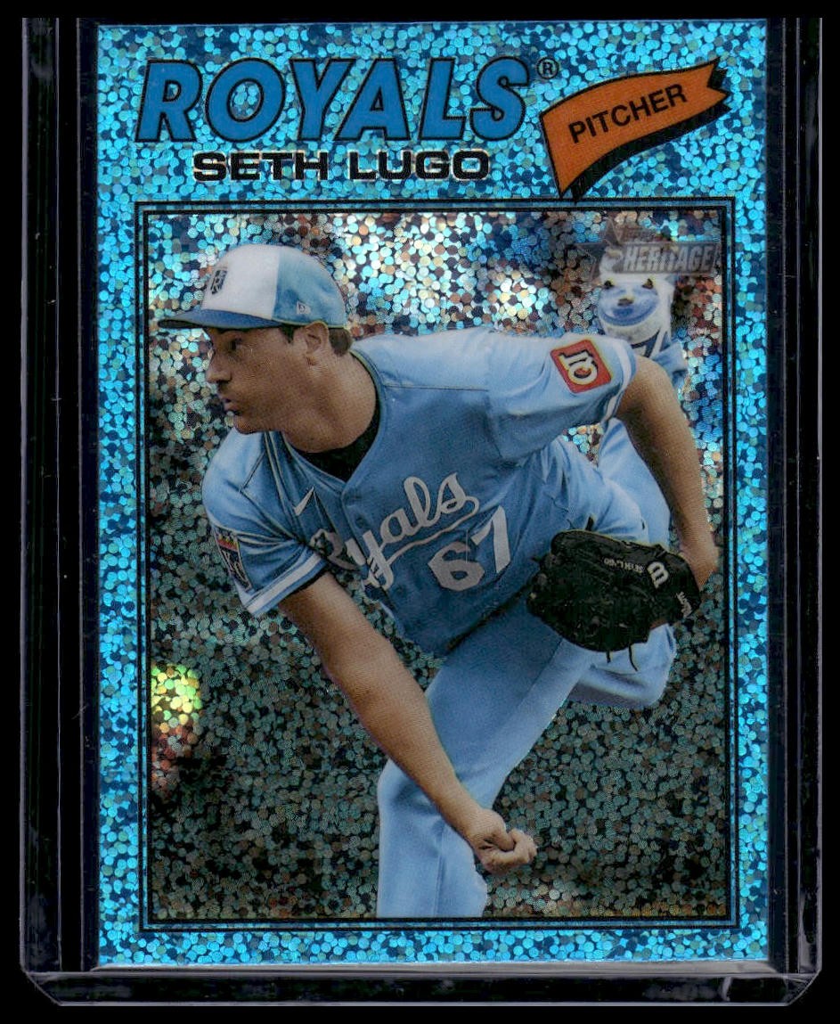 2026 Topps Heritage #192 Seth Lugo Chrome Light Blue Sparkle Refractors