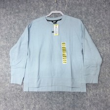 DKNY Sport Women's Crewneck Long Sleeve Fleece Logo Sweatshirt Blue Size M