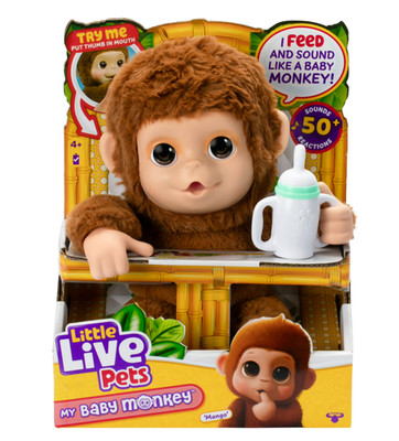 Little Live Pets My Baby Monkey Mango, 50+ Sounds and Reactions, Ages 4+