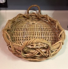 Large Oval Wicker Rattan Basket Country Harvest Shallow Tray STURDY 20x17   Read