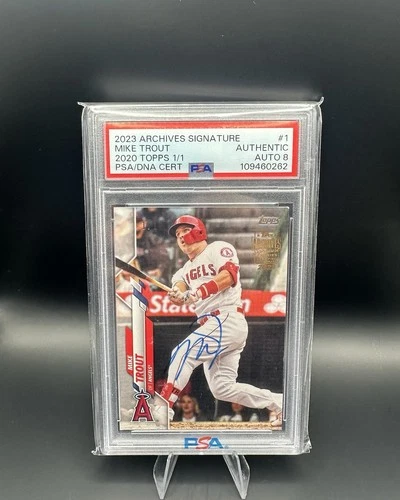 2023 ARCHIVES SIGNATURE MIKE TROUT 2020 TOPPS 1/1 PSA/DNA CERT AUTHENTIC AUTO 8