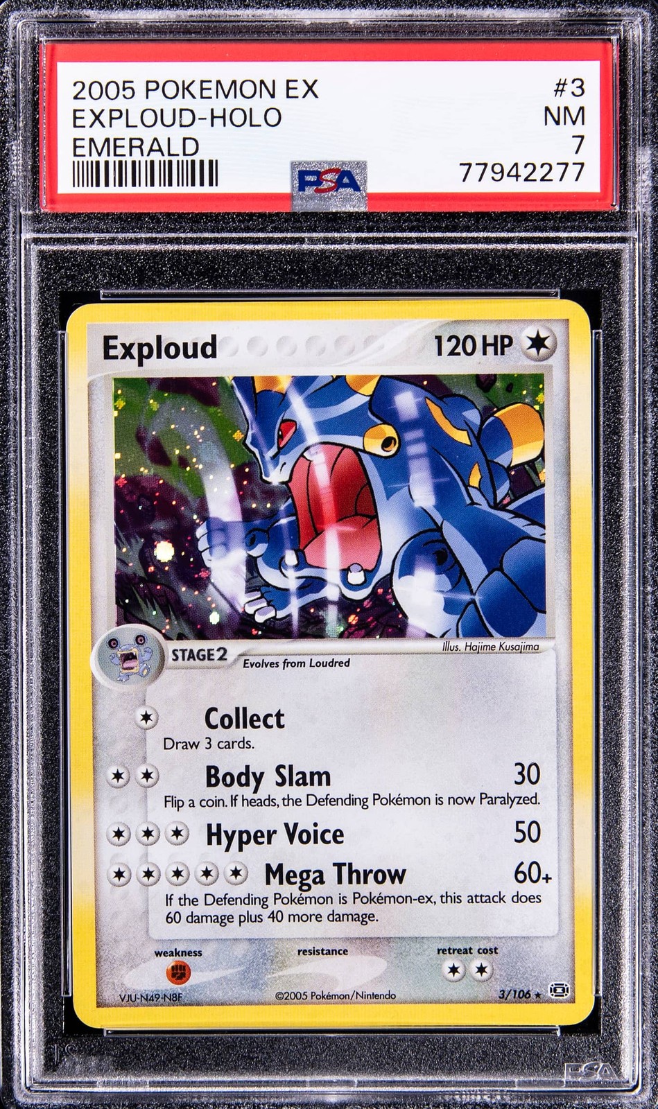 2005 Pokemon EX Emerald Holo #3 Exploud - PSA NM 7