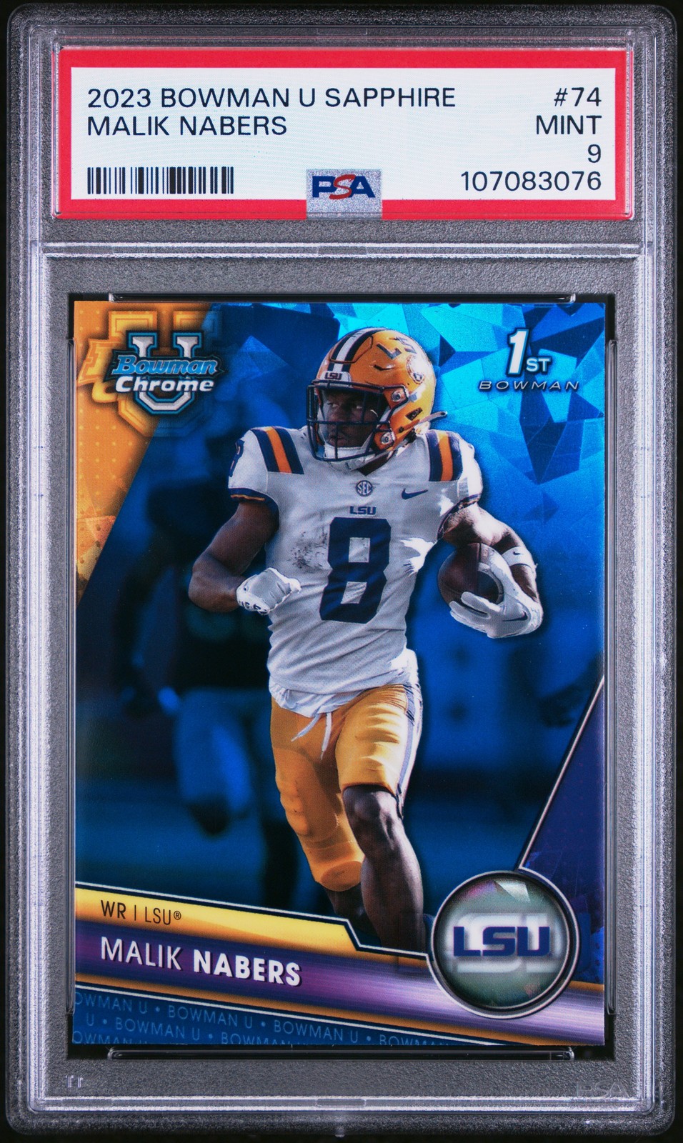 2023 BOWMAN UNIVERSITY CHROME SAPPHIRE #74 MALIK NABERS PSA 9