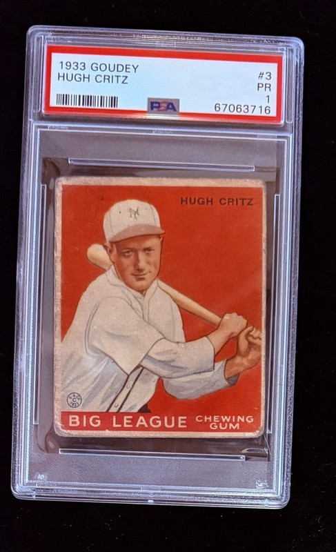 1933 Goudey - #3 Hugh Critz - PSA 1