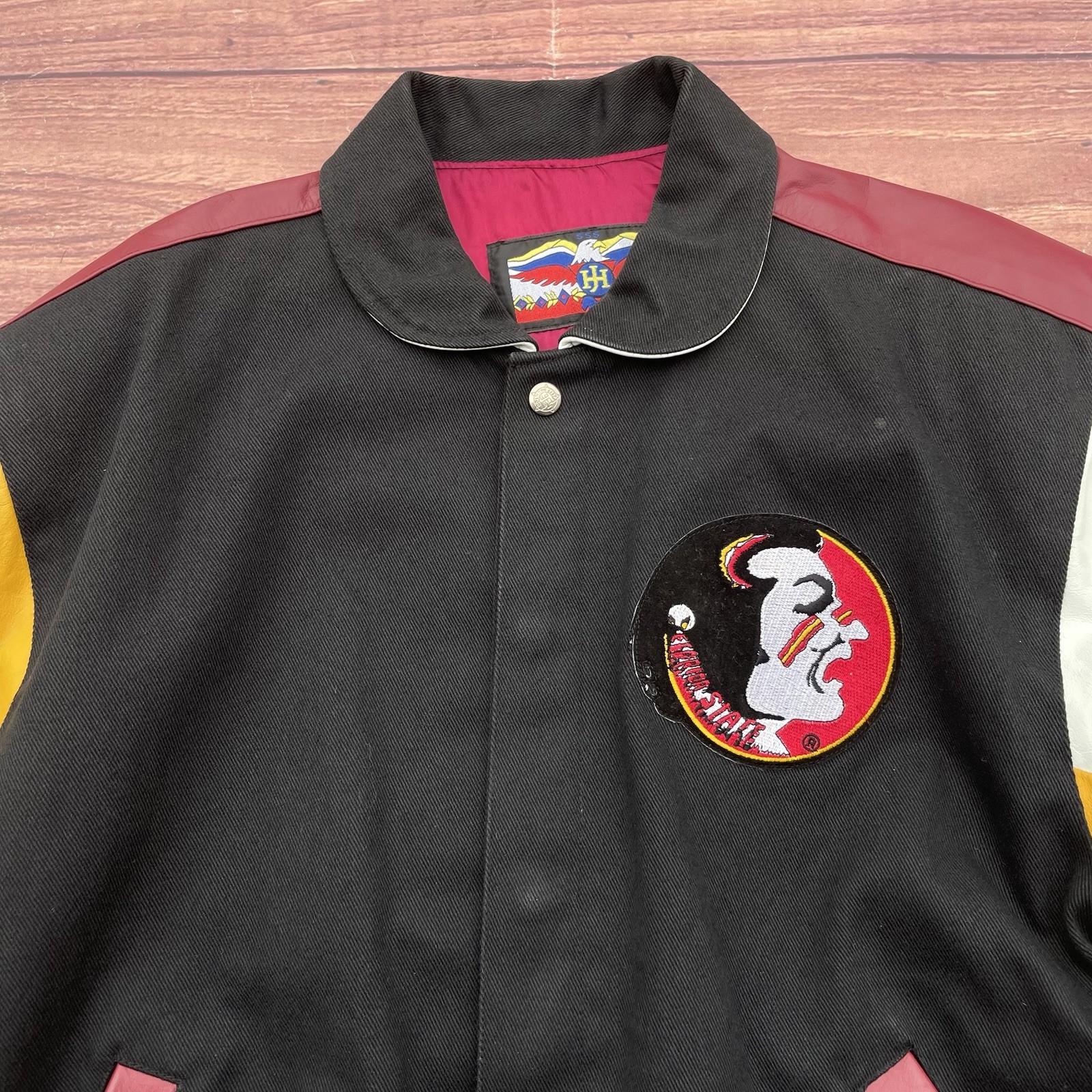 Vintage 90s Jeff Hamilton Florida State Seminoles NCAA Leather Jacket Mens Small
