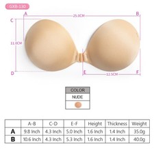 Junior size Sticky Bra Strapless Adhesive Invisible Push Up Lift, A, B cup