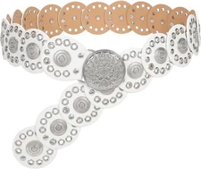 JASGOOD Women Western Vintage Disc Waist S:Fit Size Below 35, White 