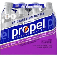Propel Electrolyte Water Sports Drink,Grape Flavored Water,16.9 fl oz 12 Pack  