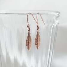 When Feathers Appear Drop Earrings - Rose Gold Vermeil Feathers