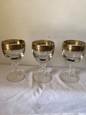Lot Of (3) Tiffin Franciscan Westchester Gold Encrusted Wine Glasses 5”