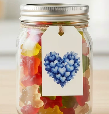 12 x Small Blue Love Heart Gift Tags 7x4cm Gifts Presents Thank You Tag Cards - image 1 of 3