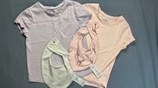 Baby Clothing Lot 4  Garanimals Shirts  Carter  s Bibs  Pink Lavender Set