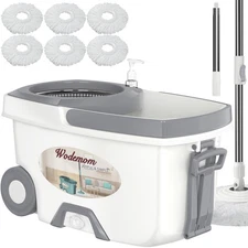 Mop and Bucket with Wringer Set,Spin Mop and Bucket System, Mops for Floor Cl...