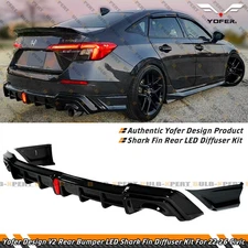 For 25-26 Honda Civic Sedan Yofer LED Rear Diffuser + Meteorite Gray Side Spats