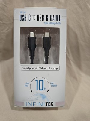 Infinitek USB-C to USB-C sync and charge cable, 10ft 