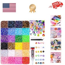 12600Pcs Resin Rhinestones for Crafting with Tweezers, Mixed-Color 4mm Bedazz...