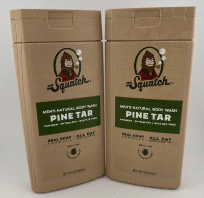 2x Dr. Squatch Pine Tar Men's Natural Body Wash Bar Soap, Paraben Phthalate Sulf