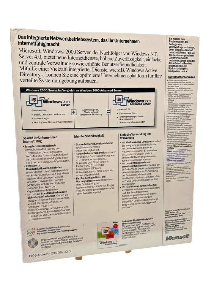 RARITÄT Microsoft Windows 2000 Server inkl. 25 CAL Deutsch  NEU Sealed Big Box - Bild 2 von 3