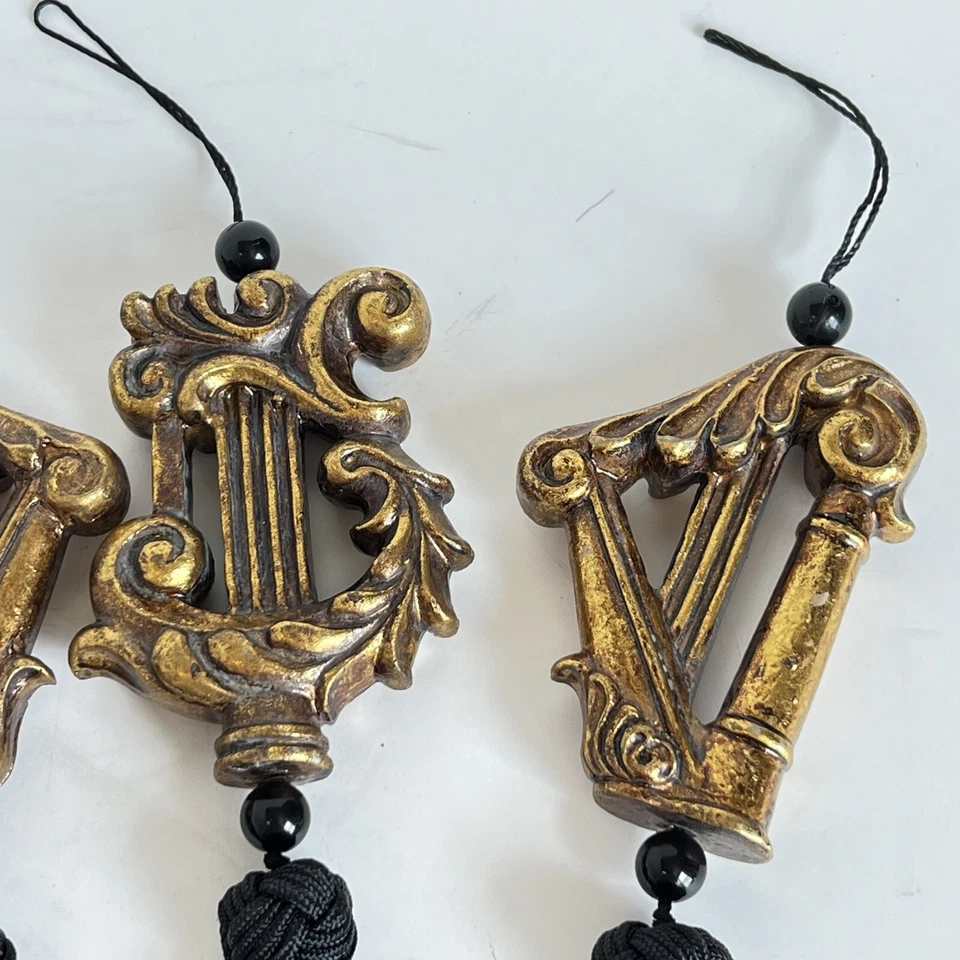 4 borlas de arpa doradas y negras French Country 9,5 pulgadas Foto 2 de 4