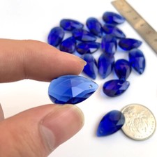 Blue 10p Faceted Glass Beads Teardrop CRYSTAL Pendant Chandelier Prism Part DIY