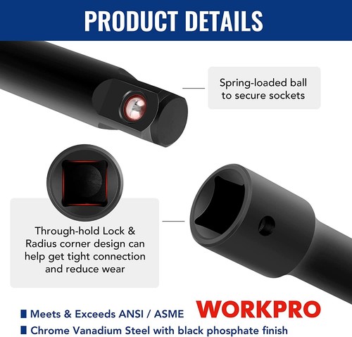 WORKPRO 18PC/9PCS Impact Driver Extension Bar Drive Socket Extension Accessories - Picture 23 of 27