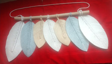 Makrame 7 Leaves Pastel Colors Wall Hanging Boho Tapestry handmade Feather