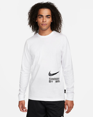 Nike Sportswear Swoosh By Nike Longsleeve Tee Mens Size XXL White Crewneck