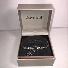 Angel Charm Dovetail Tennis Bracelet Clear Stone Silver Tone