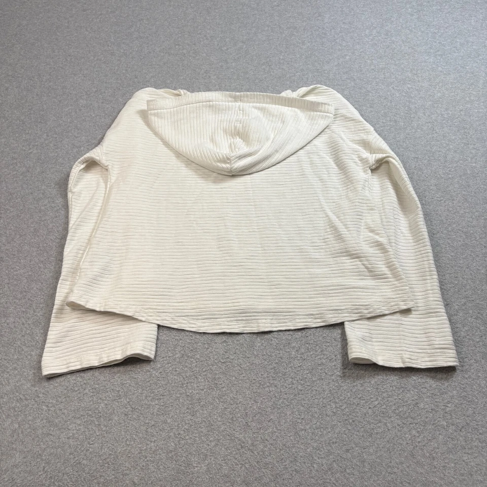 Camisa Roxy Mujer M Blanca Cuello en V Recortada Sudadera con Capucha Acanalada Costera Casa Playa Gimnasio Foto 2 de 4