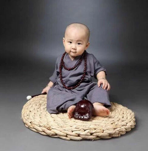 A+ Kid Child Shaolin Buddhist Monk Robe Boy Meditation Uniform Kung fu Suit Cute - Image 4 of 4