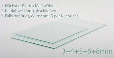 ELISANDO Glasplatte Glasscheibe 3 4 5 6 8 mm Klarglas Glas nach Maß Zuschnitt auf Wunsch