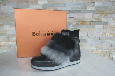 Baldinini  37 Stiefeletten Fell Winter Booties Schuhe schwarz NEU ehem UVP 460  