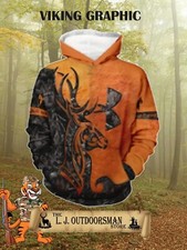 NEW VIKING GRAPHIC COTTON BLEND HOODIE SIZES LARGE THRU 3X -LARGE