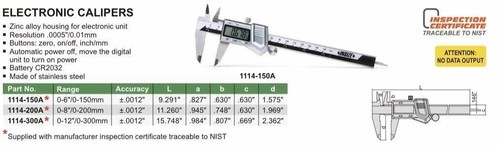 Insize 1114-200A Digital Caliper Range 0-200mm/0-8″ Resolution 0.01mm/0.0005″ - Picture 2 of 6