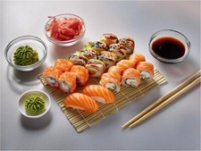 Tile Mural Sushi Salmon Avocado Rolls Kitchen Wall Art Backsplash Marble Ceramic