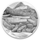 2 x Vinyl Stickers 25cm (bw) - Fish & Chips Food British Seaside  #42870